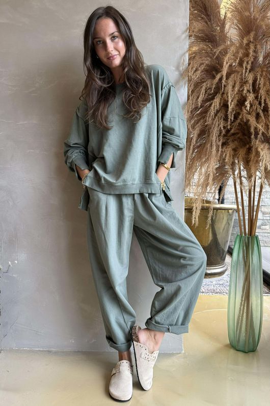 Lagen Seamed Tapered Barrel Pant Khaki /9=